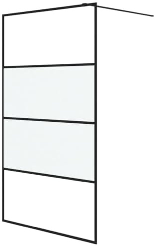 vidaXL Duschwand für Walk-In Dusche Duschabtrennung Duschtrennwand Duschkabine Duschtür Eckeinstieg Trennwand Schwarz 115x195cm Halbmatt ESG