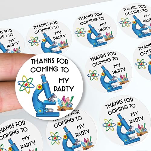 AK Giftshop Science Thank You Birthday Party Stickers for Party Bags & Sweet Cones (24 Stickers)