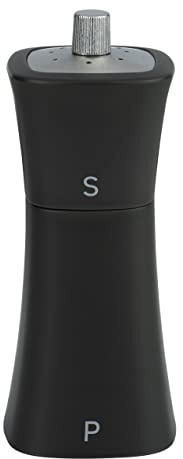 Grunwerg Gmill Salière et moulin à poivre 2 en 1, plastique, noir mat