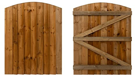 Featheredge Arch top, Wooden Garden and Side Gates (v3)(H-1200, W-975, Brown Finish)