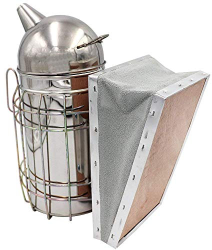 SagaSave Beekeeping Smoker, Stainless Steel Bee Hive Smoker with Heat Shield Protection Board, Beekeeping Equipment Tool
