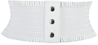 COOKOE Schwarzer elastischer breiter Bund Kummerbund aus PU-Leder für Damen