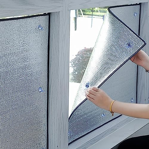 kefu01 Verdunkelungs Fensterfolie,7mm Aluminiumfolie Isolierfolie,UV-Schutz Sonnenschutzfolie,Wärmeisolierung Sichtschutzfolie,für Wintergarten/Balkon/Waschmaschine/Kühlschrank (60x110cm/24''x43'')