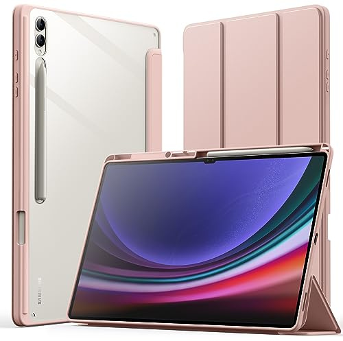 JETech Custodia per Samsung Galaxy Tab S10 Ultra/S9 Ultra 14,6, Oro Rosa | Cover Retro Trasparente, S Pen Holder, Protezione Antiurto Sottile, Supporto Tri-Pieghevole