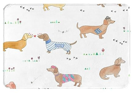 BONDIJ Niedlicher Dackel-Hunde-Badematte, Teppich, bequeme Badezimmer-Bodenteppiche, rutschfeste Duschmatte, Küche, Heimdekoration, modernes Zubehör, 40,6 x 61 cm