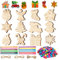 WEVOL72 Piezas Adornos Arbol Navidad,12 Estilos Kit Decoracion Navidad Madera Pinta,Colgantes Artesanales Adornos para arbolitos Personalizado,Originales Manualidades Navidadr Niños con Cuerda/Campana