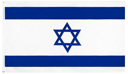 Israel Flagge 90 x 150 cm, Israeli Flagge 3 x 5 ft - Israelische flagge für Außenbereich mit 2 Messing-Ösen, Israel Flagge für Gebrauch im Freien