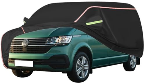 WOLWES Autoabdeckung Geeignet Für VW Multivan T3/T4/T5/T6 MPV,Schneesicher,wasserdichte,Wind-,Regen- Und UV-beständige Autoabdeckung Aus Oxford-Gewebe,Mit Seitentür-Reißverschluss (Color : Black, SI
