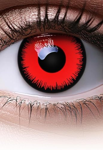 Meralens Lenti a Contatto Colorate Red Lunatic Rosso - Heroes Of Cosplay - ideali per Manga Anime Sharingan Halloween – Lenti giornaliere - 1 Coppia senza correzione
