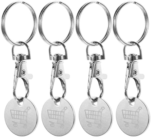 DIYEAH 4pcs Shopping Trolley Token Keychain Keyring for Supermarket Carts Practical Token Pendant for Access