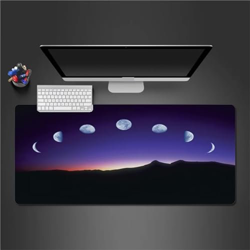 QiHon Mauspad Groß Gaming Mondlandschaft Mousepad XXL 700x300x3mm rutschfeste Schreibtischunterlage Gaming Tastatur Matte Abwaschbar für PC Zuhause Büro