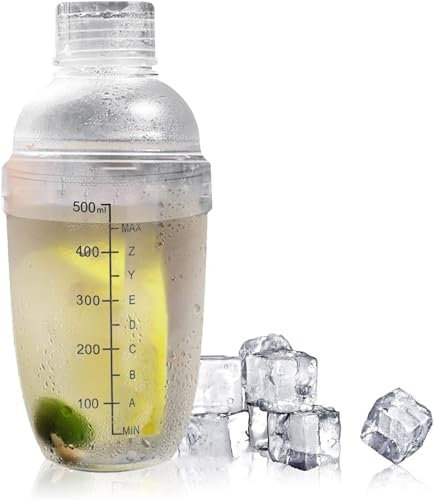 SGHAGH Shaker da 530 ml, uno shaker graduato in plastica trasparente e una bottiglia d'acqua, può essere facilmente commutato tra più scene, adatto per uso domestico, bar, ecc