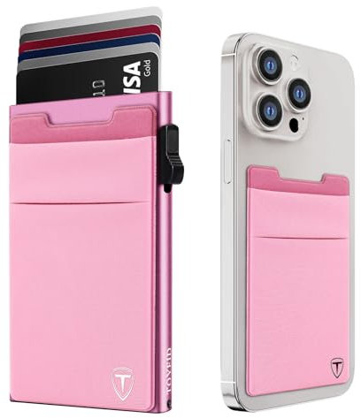 TOYFID Kreditkarteninhaber mit Münzfach, RFID-Schutz Pop-Up Wallet, Herren-Geldbörse, Mini-Geldbörse, Minimalist und Geldbörse auf der Rückseite des Handys