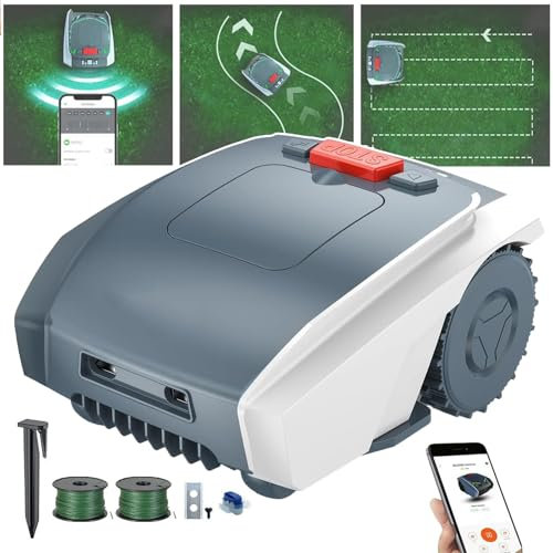 Tondeuse Robot Automatique Intelligente Avec Planification De Parcours Gps, Coupe Jusqu'à 1500 M², ContrôLe Par Application + Hauteur RéGlable (2-5 Cm) + Auto-Charge, Ultra-Silencieuse, 100 ㎡/H