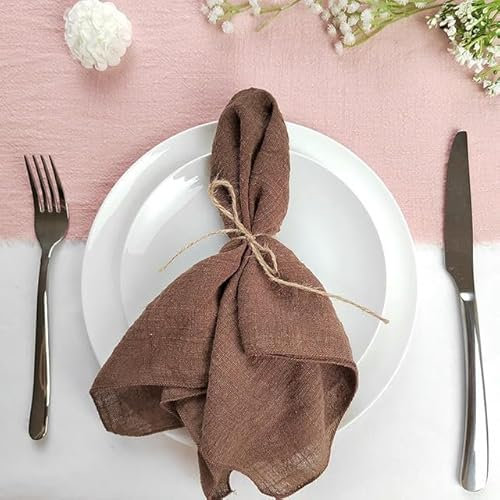 XDNHD Set mit 12 42 x 42 cm dunkelblauen Stoffservietten zum Nähen, Baumwollservietten, Gaze-Stoffservietten, weiche Baumwoll-Leinen-Mischservietten für Hochzeiten