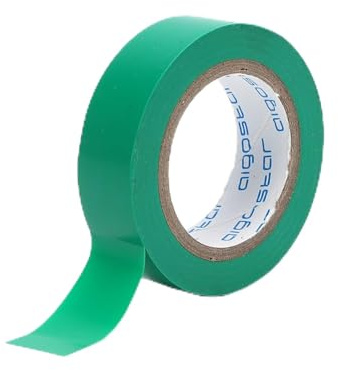 PVC-Isolierband in Grün, mit Abmessungen von 0,13 mm Dicke, 17 mm Breite und 25 m Länge. Ideal für elektrische Isolierung und Verschiedene Anwendungen.