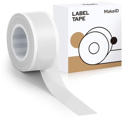 MakeID Q1 E1 Etikettenband, 12 mm * 4 m wasserdichte laminierte Nachfüllungen Benutzerdefinierte Aufkleber für Büro Zuhause Thermische Aufkleber Ersatz