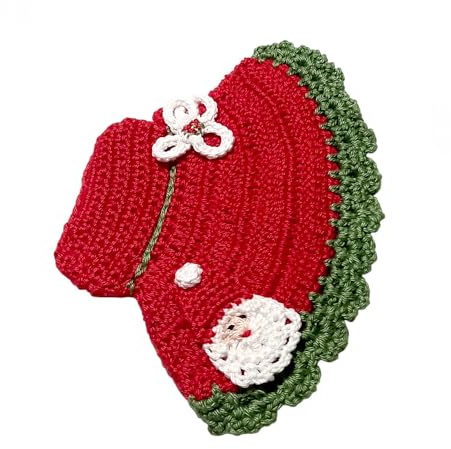 Presina di Natale ad uncinetto rossa a forma di cappellino 12.5x18 cm (37NT) - Made in Italy