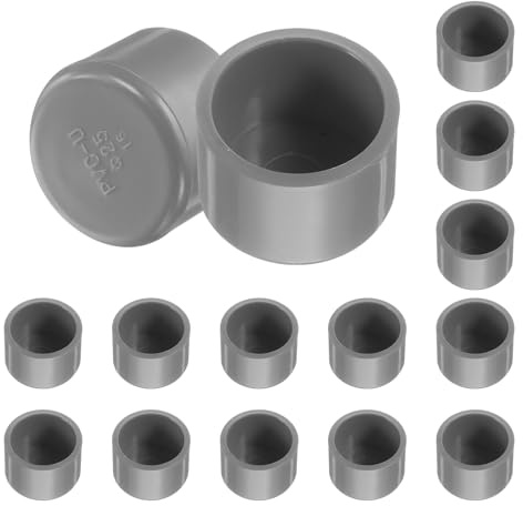 sourcing map 20 Pcs PVC Pipe End Cap Fitting, 25mm/1 ID Furniture Grade Pipe End Cap Plug Adapter Pipe Plug Socket Fittings for Sewer Drain Pipe Connections, DIY Garden Shelf, Grey