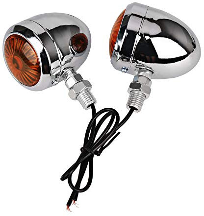 TANGSIYANG Blinker Motorrad Motorrad -Kurvensignale Indikator 12V Retro -Motorrad -Signallichter Metall Blinker 2 PC Schwarz Chrom Motorrad Blinker(2PC Chrome)