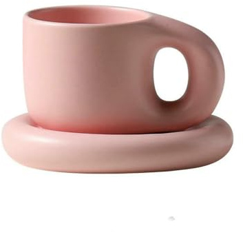 LNKUGN Tazza paffuta Fatta a Mano da 400 ml, Decorazione Creativa per la casa, Piatto Ovale, Tazza in Ceramica Personalizzata, piattino per caffè, tè, Latte, Torta