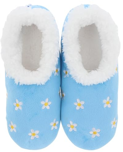 Snoozies Pairables Ditsy Daisy Super Soft Sherpa Fleece House Slippers UK Ladies Sizes 3-9 (Ditsy Daisy, UK Footwear Size System, Adult, Women, Alpha, Medium, Medium)
