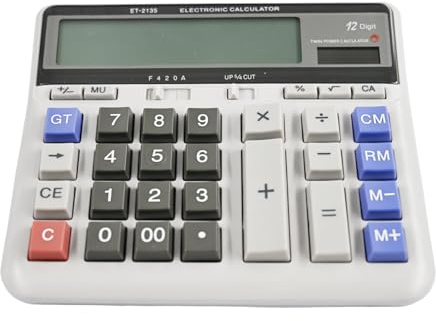Desktop Accounting Calculator with 12-Digit Extra Large LCD Display, Accountant Calculator for Big Buttons, Battery & Solar Dual Power Supply for Office Business Home Daily Use