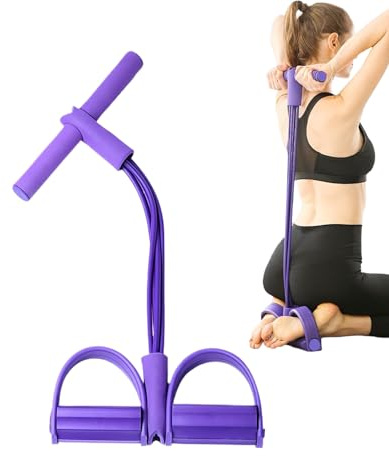 Bande de résistance de Fitness - 4 Tubes - Pédale de Traction à la Cheville - Appareil d'entraînement Multifonction avec poignées pour Yoga, Sit-ups - Exercices d'étirement des Jambes et des Bras