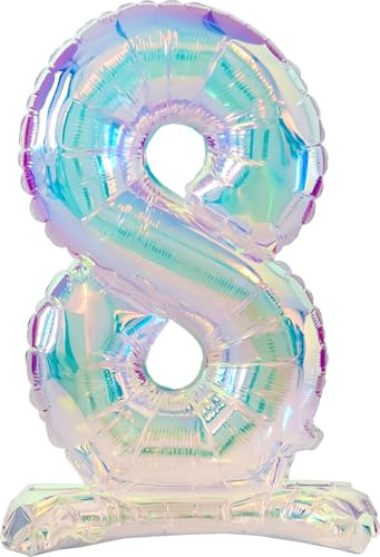 Folat 62953 Palloncino numeri 8 Iridescente 72 cm - Senza elio - Decorazioni per Compleanno, Baby shower, Matrimoni e Anniversario