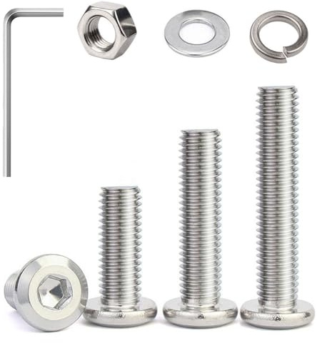 JDMAKJ 20 Stück M8x20mm Edelstahl Flachkopfschrauben Flachkopf-Innensechskantschrauben Muttern Unterlegscheiben Set mit Hex Key, Sechskantschrauben für Möbel, Möbelschrauben (M8 X 20mm)