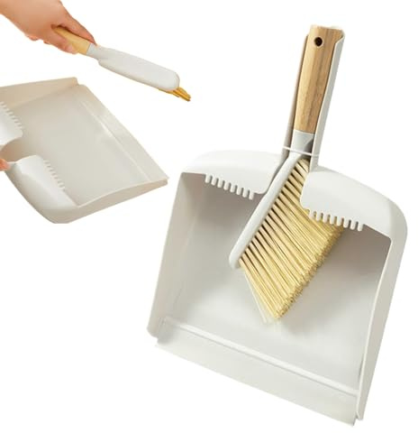 Mini Dustpan and Brush Set Ergonomic Compact | Broom and Dustpan for Desk Cleaning for Pet Litter Crumbs Hair Tabletop Bedroom Living Room Counter Shelf