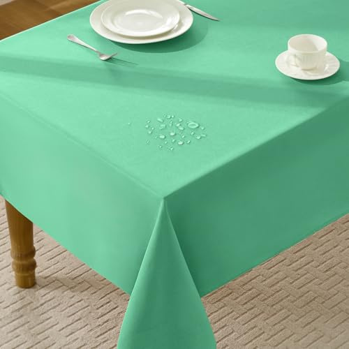 FIBORIA Tischdecke Oster rechteckig 140 x 240 cm Teal Tischdecken abwaschbar Frühling Gartentischdecke Tischtuch Abwischbar Wohnzimmertisch Table Cloth für Outdoor,Garten,Hochzeiten,Geburtstag