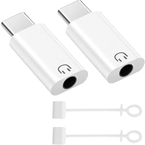 LgCiXli Adaptador USB C a jack de 3,5 mm [2 unidades] | USB-C a 3,5 mm Audio Headphone Adapter | Type C to Aux Headphone Jack Adapter | Anti-Lost Loop | Conversor de audio Hi-Fi para lPh0ne 16/15 Pr0