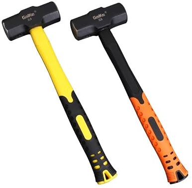 QEGNOBOK Sledge Hammer, 3lb Drilling Hammer, Heavy Duty Crack Hammer with Forged Steel Head & Non-Slip Cushion Fiberglass Handle, Perfect for Demolition, Striking, Construction, and Blacksmithing