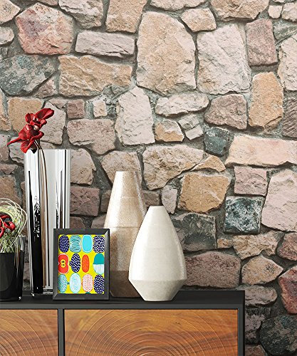 NEWROOM Steintapete Tapete Beige Mauer Stein Modern Papiertapete Creme Papier moderne Design 3D Optik Steintapete Ziegelstein Backstein Mauerwerk Klinker Loft inkl. Tapezier Ratgeber