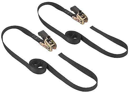 PowerTye MFG - Endless Ratchet Straps - 1in x 7ft No Hooks, Premium Tie Down Straps for Motorcycle, Kayak, Truck & Trailer Use with Continuous Loop Design, 400 lb Working Load, Black 2-Pack