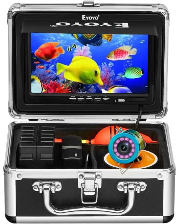 Eyoyo Underwater Fishing Camera 7 inch LCD Monitor Fish Finder Waterproof 1000TVL Fishing Camera 12pcs Infrared Lights for Lake, Boat, Ice Fishing