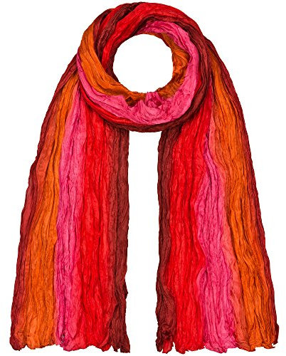 Japanwelt Seidentuch elegantes Damen Halstuch Crash-Schal 100% Seide silkroad 90 x 180 cm Verlauf Rot Pink Orange