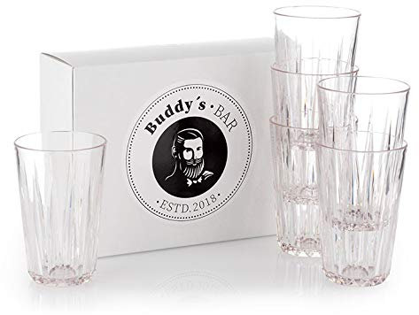 Buddy's Bar - Set de 6 Copas de plástico Tritan 0,3 litros, sin BPA, óptica de Cristal, Copas Reutilizables a Prueba de roturas, Reutilizables y aptas para el lavavajillas, 300 ml