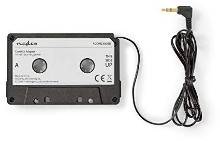 NEDIS Car Audio ACON2200BK - Adattatore per cassetta ausiliaria, 3,5 mm, lunghezza della corda 1 m, colore: Nero