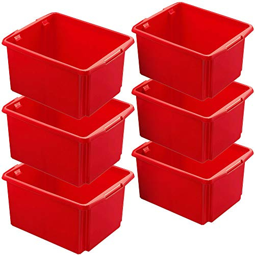 BRB 6X Aufbewahrungsbox, stapelbar, nestbar, 32 Liter, LxBxH 455x360x245 mm, Polypropylen (PP), rot