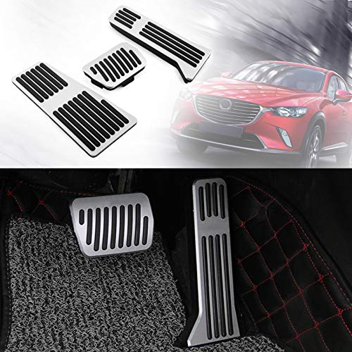 Artudatech Pedalbelag Bremse Kraftstoff Kupplung Fußstütze, Anti Slip Set Gasbremse und Kupplungspedale, Gas Bremspedal Fußpolster für Mazda 3 6 CX3 CX5 CX9