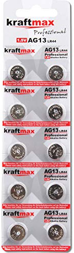 kraftmax 10er Pack Knopfzelle Typ 357 (AG13 / LR1154 / LR44) Hochleistungs- Batterie / 1,5V Uhrenbatterie für professionelle Anwendungen - Neuste Generation