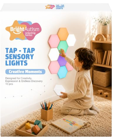 Bright Autism Tap-Tap Touch Sensory Lights – Dimmable Room Lighting for Therapeutic & Educational Play. Visual & Tactile Soothing LED Stimulation. Perfect Addition to Your Child's Bedroom (10pcs)