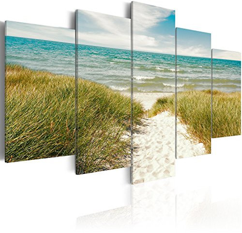 B&D XXL - Akustikbild 225x112 cm Bilder mit Akustikschaumstoff Hochleistungsschallabsorber Schallschutz Leinwandbild XXL 5 tlg Wandbild c-C-0039-b-n
