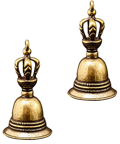 Milisten Mini Handglocke Messing Vintage Glöckchen: Kupfer Glocke DIY Basteln Weihnachtsbaumschmuck Christbaumschmuck Glocken 2 Stücke Schlüsselanhänger Anhänger Schmuckherstellung Zubehör