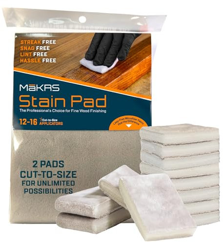 MāKRS Flecken-Pad, zuschneidbar, 2 Stück, fusselfrei, streifenfreier Applikator, Micro-Pinselmaterial, Holzbeizen und ölbasierte Oberflächen, einfach zu verwenden mit gleichmäßiger Anwendung