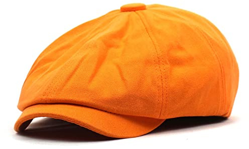 oonui Schiebermütze Herren Frühling Sommer Feste Baumwolle Newsboy Caps Männer Flache Schirmmütze Frauen Maler Baskenmütze Hüte,Orange,55-61Cm