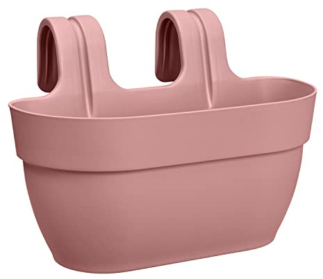 Muddy Hands Hanging Planter Outdoor Garden Fence Balcony Rail Railing Flower Herb Trough Plant Pot (Medium, Pink)