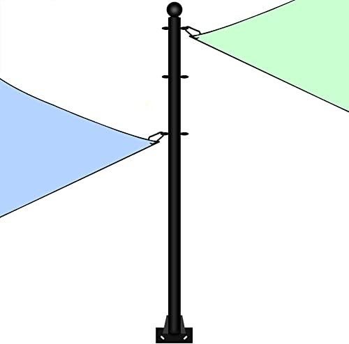 Bastoncini a vela, per esterni, 20,9 m di sostegno per tende da sole, in acciaio resistente, per esterni, patio, cortile, matrimoni, confezione da 1, colore: nero